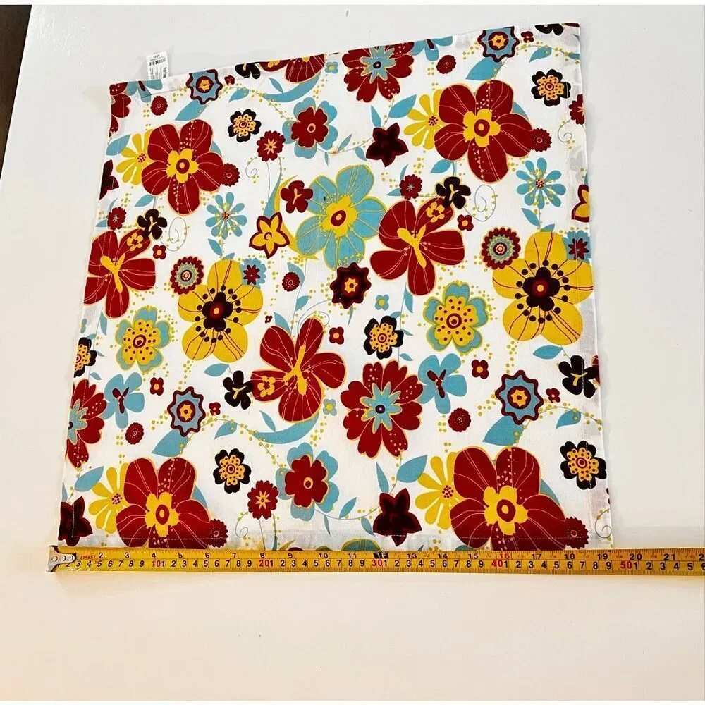 Pier 1 Imports 100% Cotton Napkins Tropical Floral Print Colorful Set of 4 NWT